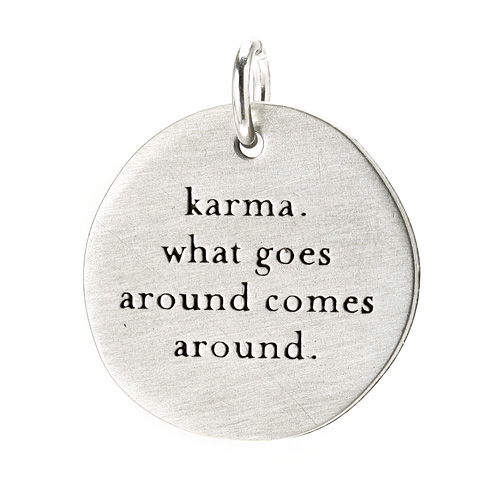"karma"" charm, sterling silver