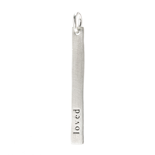 "loved" stick charm, sterling silver