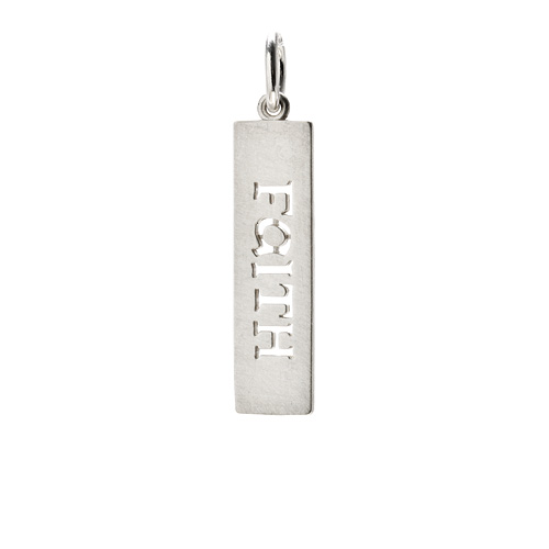 "faith" word charm, sterling silver