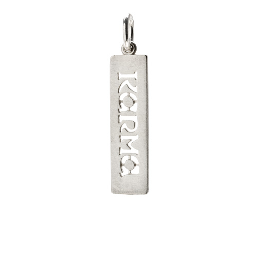 "karma" word charm, sterling silver