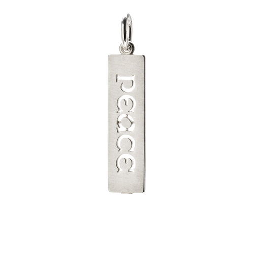 "peace" word charm, sterling silver