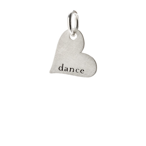 "dance" heart charm, sterling silver