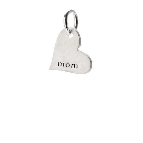 "mom" heart charm, sterling silver