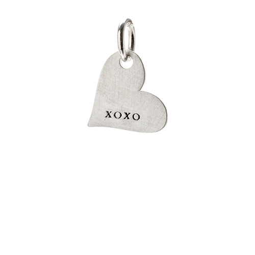 "xoxo" heart charm, sterling silver