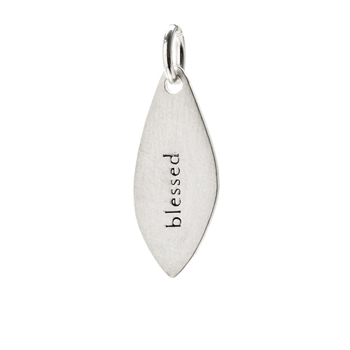 "blessed" petal charm, sterling silver