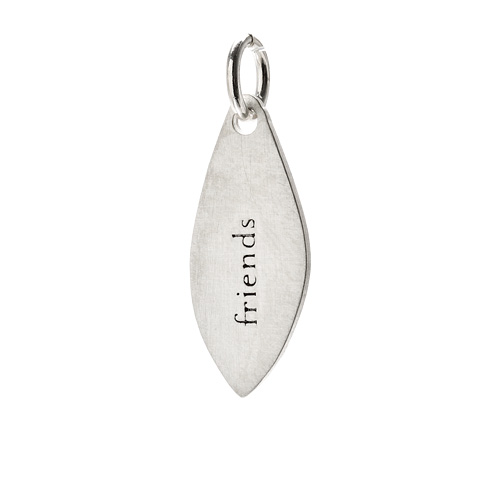 "friends" petal charm, sterling silver