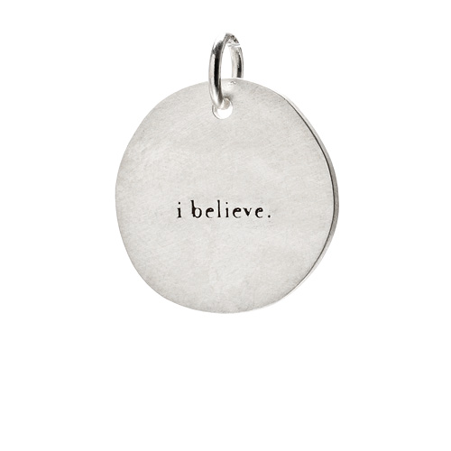 "I believe" charm, sterling silver