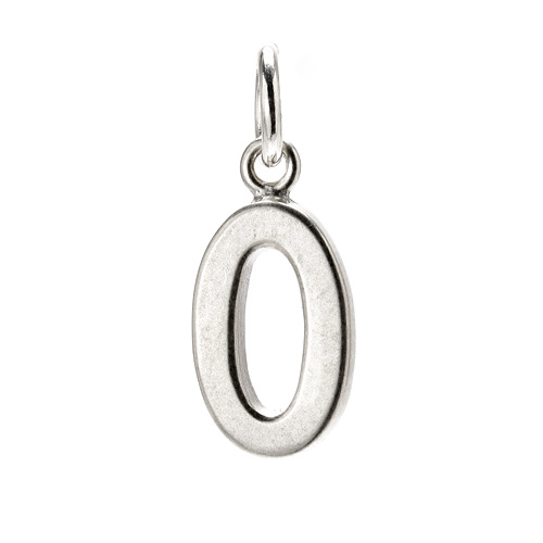 number "0" charm, sterling silver