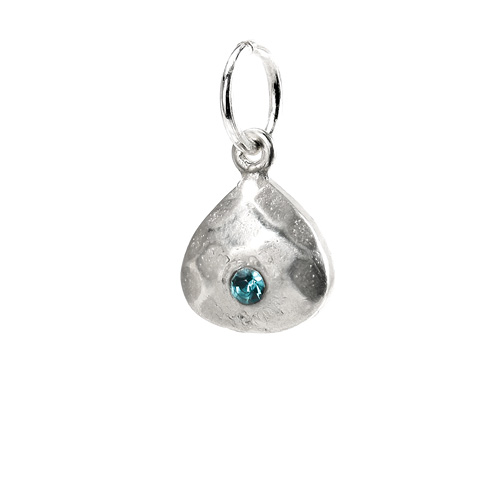 march birthstone charm, sterling silver
