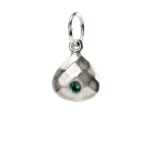 may birthstone charm, sterling silver