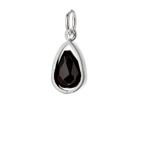 black onyx pendant gem, sterling silver