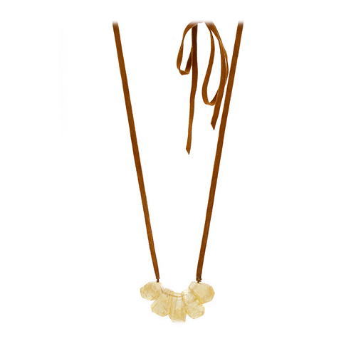 limited edition jewel box calcite drop necklace on tobacco suede - 48 inches