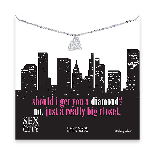 sex and the city big closet sterling silver diamond charm necklace