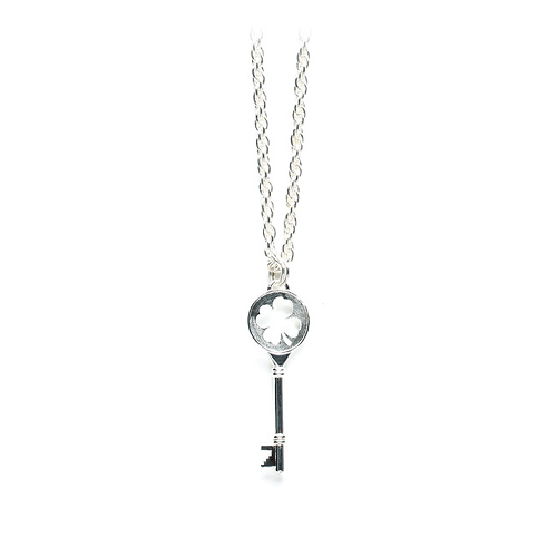 unlocked believing silver clover key necklace - 36 inch