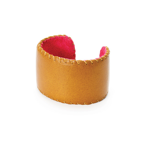 limited edition jewel box leather tobacco and fuchsia cuff
