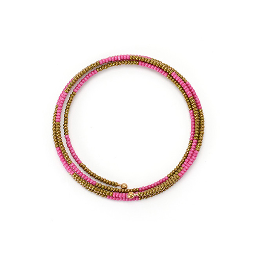 limited edition jewel box memory fuchsia and bronze bead bracelet