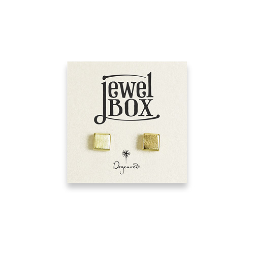 jewel box gold dipped square stud earrings