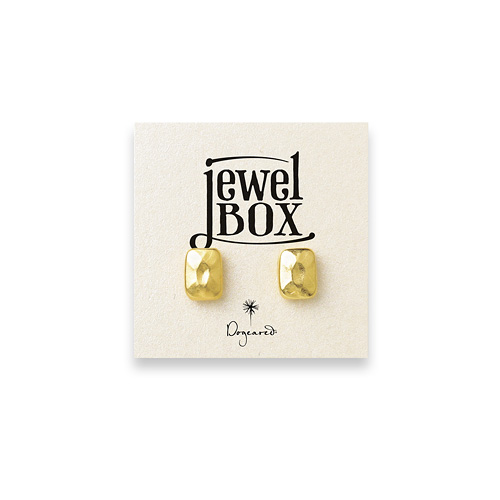 jewel box gold dipped faceted rectangle stud earrings