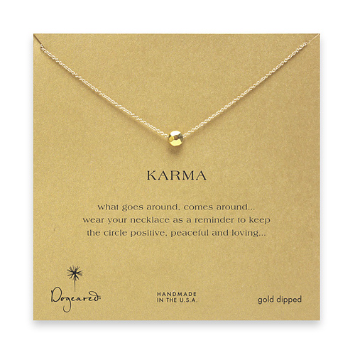 karma faceted bead gold dipped necklace - 18 inches