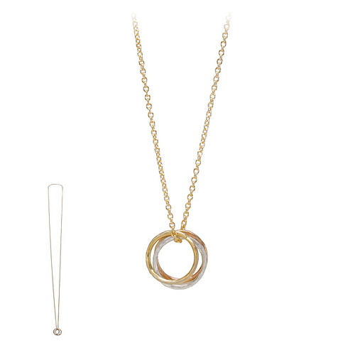 triple textured large karma necklace, mixed metal - 36 inches