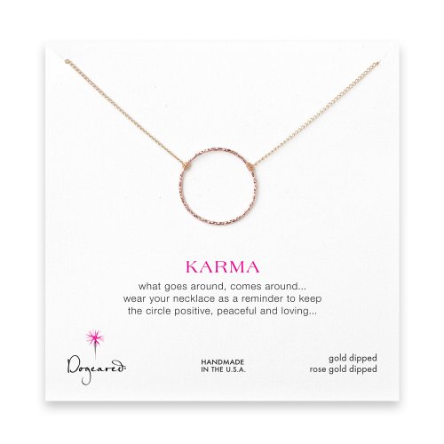 medium sparkle karma necklace, rose gold dipped on gold chain