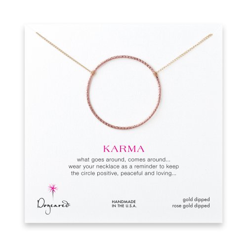 large sparkle karma necklace,  rose gold dipped