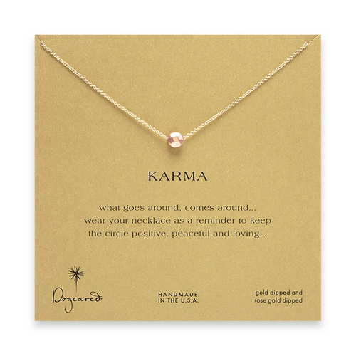 karma faceted bead rose gold dipped necklace - 18 inches