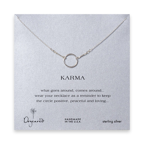 karma necklace, sterling silver