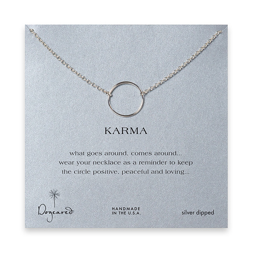 large smooth karma silver dipped necklace