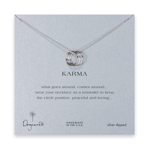 triple karma ring necklace, silver dipped