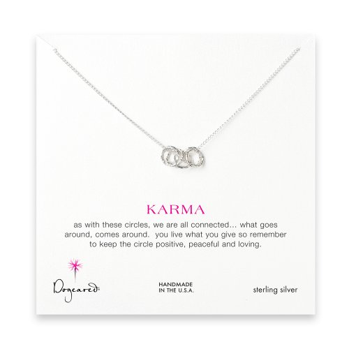 small multi-link sparkle karma necklace, sterling silver