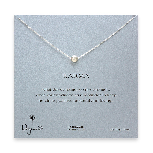 karma faceted bead sterling silver necklace - 18 inches