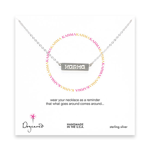 karma plaque sterling silver necklace - 18 inches