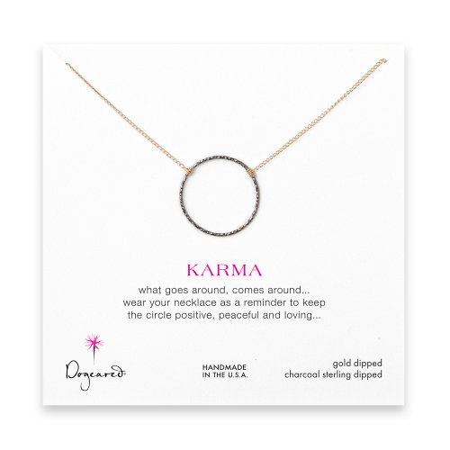 medium sparkle karma necklace, charcoal sterling silver on gold chain