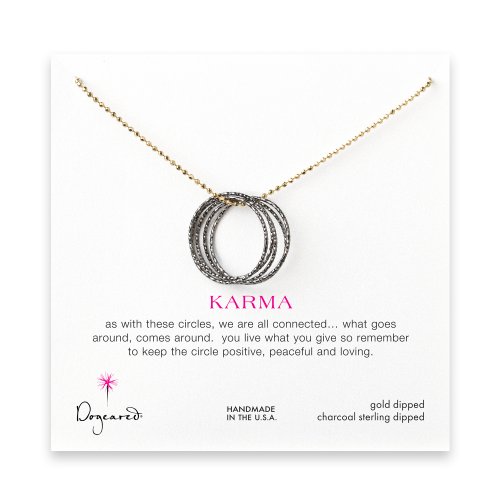 medium multi-link sparkle karma necklace, charcoal sterling silver on gold chain