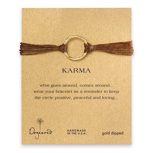 large karma bracelet gold dipped on tobacco irish linen
