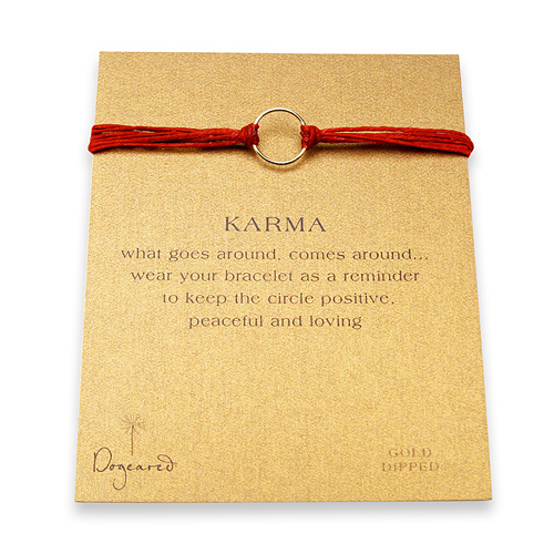 karma bracelet gold dipped on red irish linen