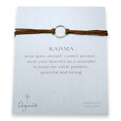 karma bracelet sterling silver on tobacco irish linen