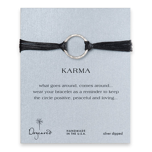 large karma bracelet sterling silver on black irish linen