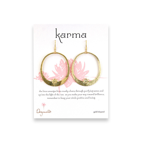 large lotus karma disc earrings gold dipped