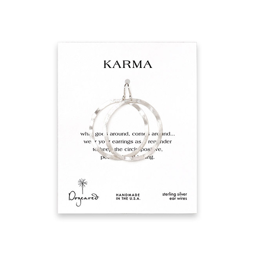 karma textured hoop earrings, sterling silver