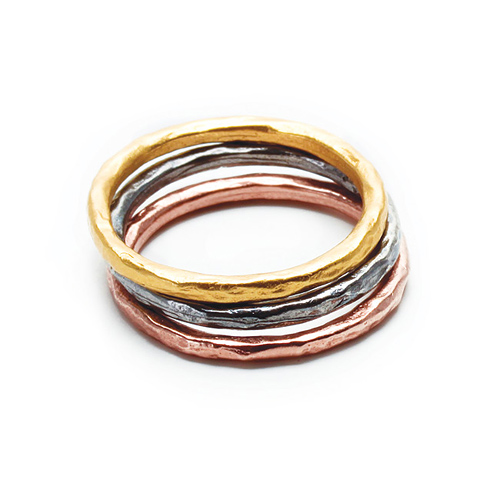 mixed metal karma rings, set of three - size 7