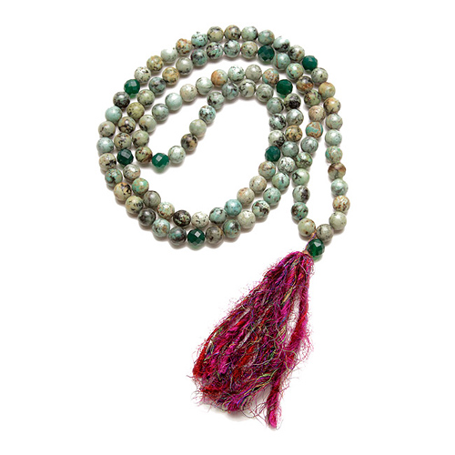 eat pray love 109 wishes prayer turquoise bead necklace with green onyx