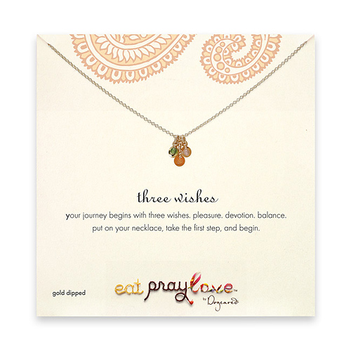 eat pray love three wishes gold dipped multi gem reminder