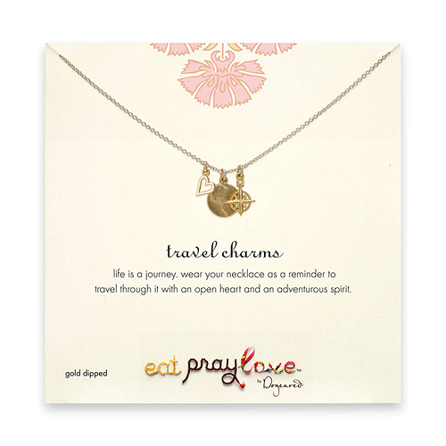 eat pray love gold dipped travel charms necklace