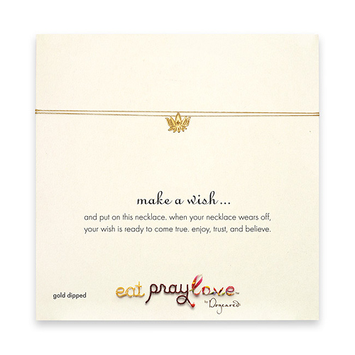 eat pray love make a wish necklace with gold dipped lotus