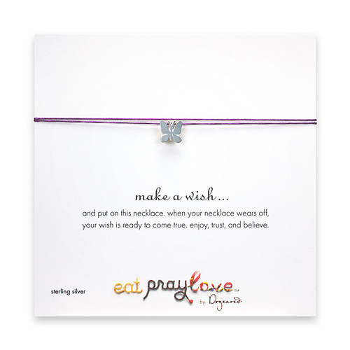 eat pray love make a wish necklace with sterling silver butterfly