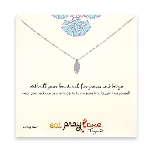 eat pray love with all your heart sterling silver feather necklace