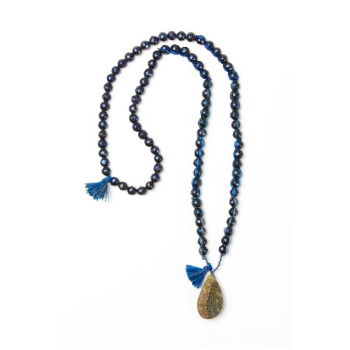 limited edition rainbow pyrite necklace, blue/black freshwater pearls