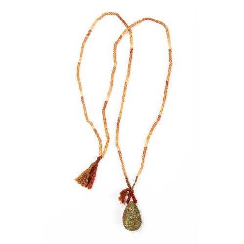 limited edition rainbow pyrite necklace, faceted hessonite gems